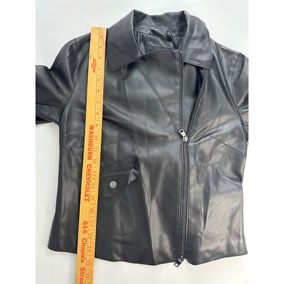 Armani Exchange‎ AX Black Faux Leather Moto Jacket Women's Size S Small - Picture 6 of 10